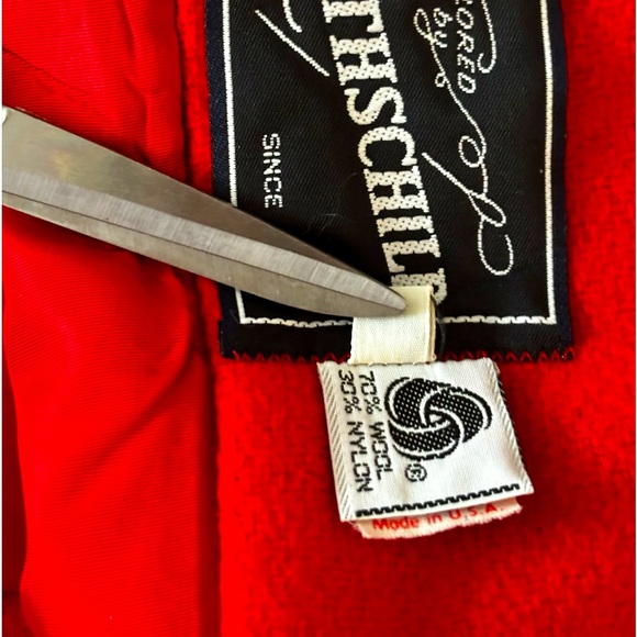 VTG ROTHSCHILD RED GIRLS WOOL SWING COAT & HAT.  BUTTON SNAP FRONT SZ 6 - Picture 9 of 12